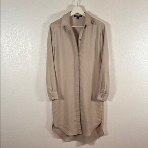 Ndsty Neutral Tan Button Down Career Wear Shirt Dress Size Small